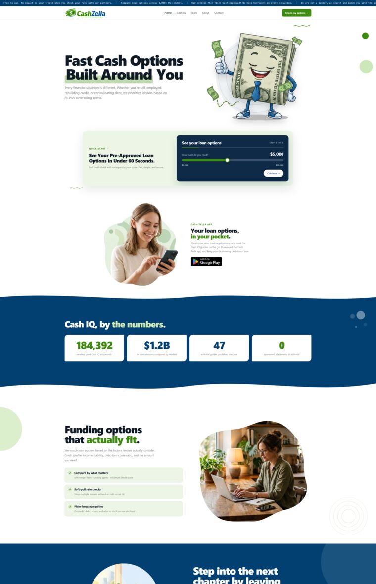 Cashzella app and website